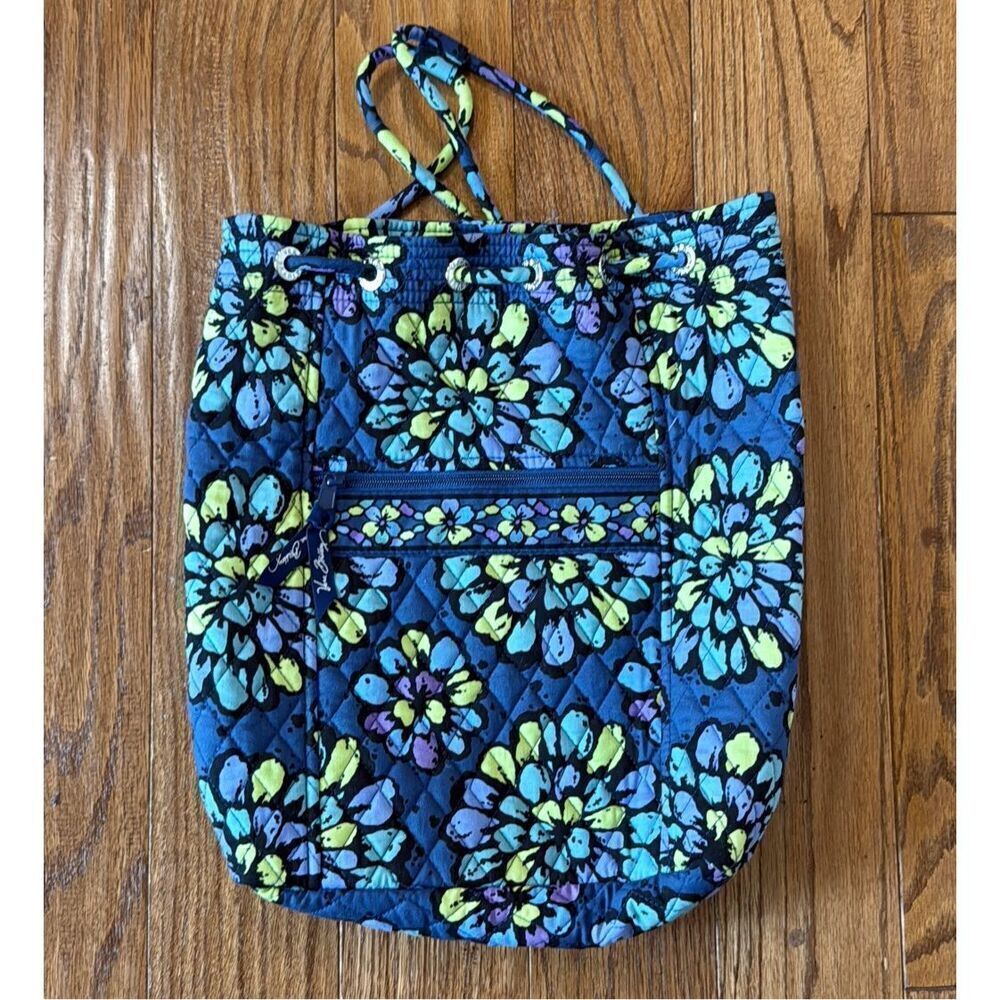 Vera Bradley blue green floral quilted backpack - Picture 8 of 8